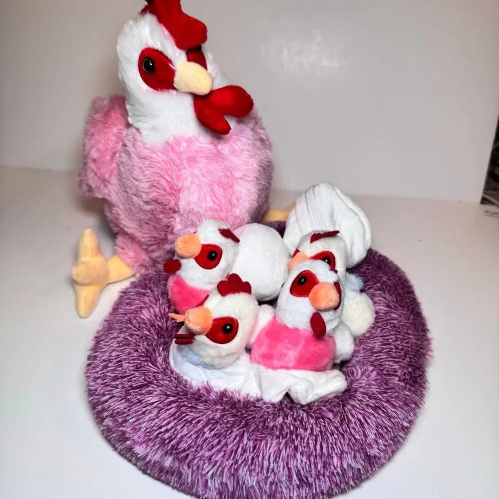 9-in-1 Plush Hen & Chicks Playset with Nest (Egg Laying Stuffed Animal Set)